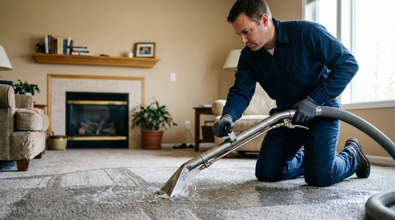 Water damage restoration technician working near Aberdeen, ID